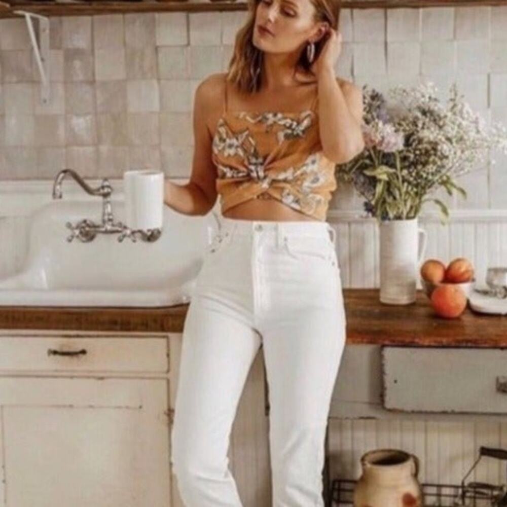 Chriselle‎ x JOA Yellow Floral Wrap Crop Top Small Spring Summer Convertible